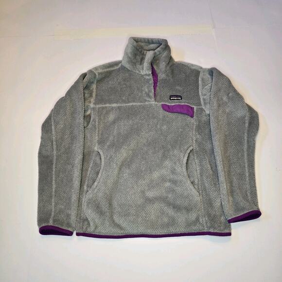 Patagonia Women’s Retool Snap T Fleece Jacket Pullover Gray Purple Size small - Picture 1 of 6